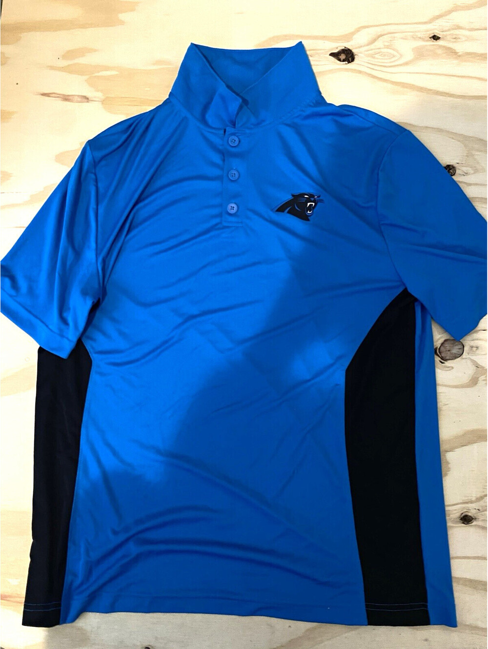 Team Apparel NFL Carolina Panthers Mens L Blue Polo Shirt Football